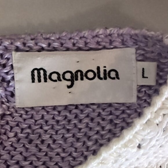 Vintage 90s Magnolia Sweater Pearl Beaded Chevron Tunic Knit Pullover Keyhole - Picture 13 of 14